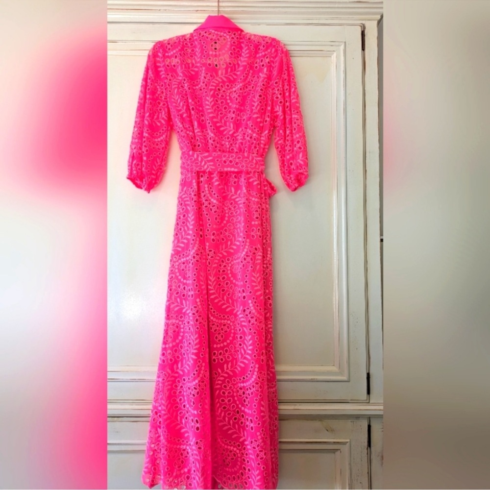 Lilly Pulitzer Amrita Pink Ruffled Maxi Dress with Puff Sleeves Size 2 - Picture 5 of 7